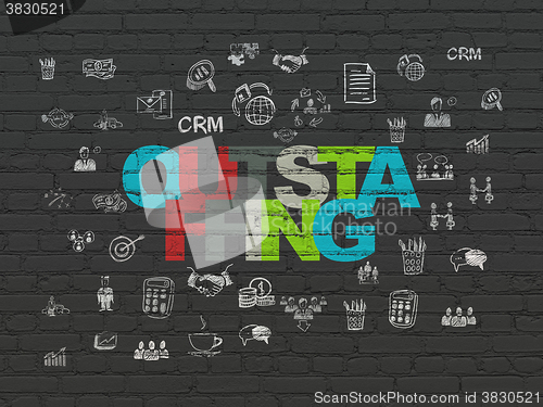 Image of Finance concept: Outstaffing on wall background