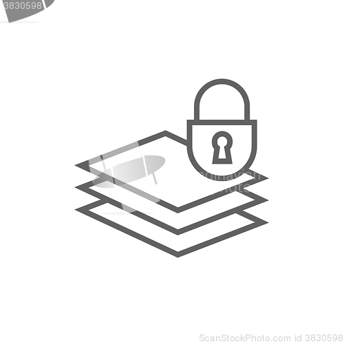 Image of Stack of papers with lock line icon.