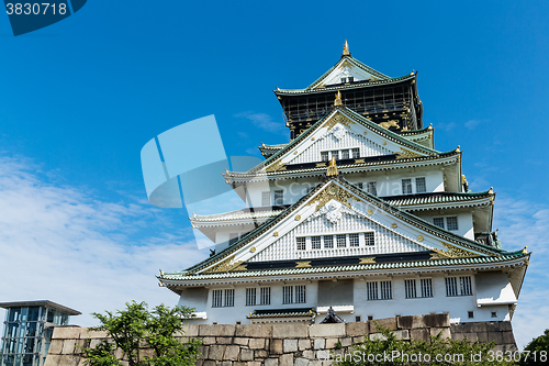 Image of Osaka castle with clear blue sky