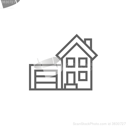 Image of House with garage line icon.