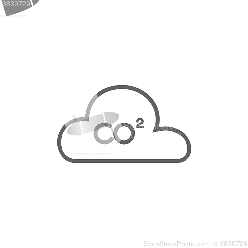 Image of CO2 sign in cloud line icon.