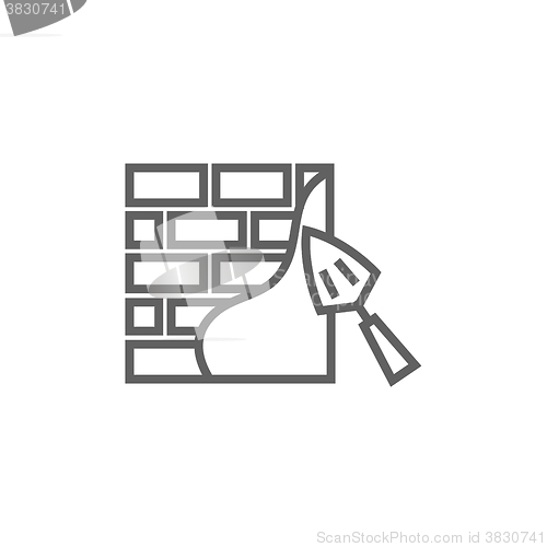 Image of Spatula with brickwall line icon.