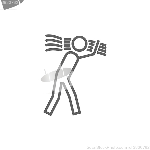 Image of Man carrying wheat line icon.