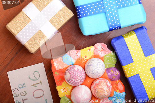 Image of Hand painted Easter eggs, Happy Easter invitation card