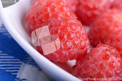 Image of Fresh sweet raspberries close up