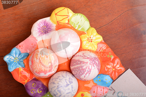 Image of Hand painted Easter eggs, Happy Easter invitation card