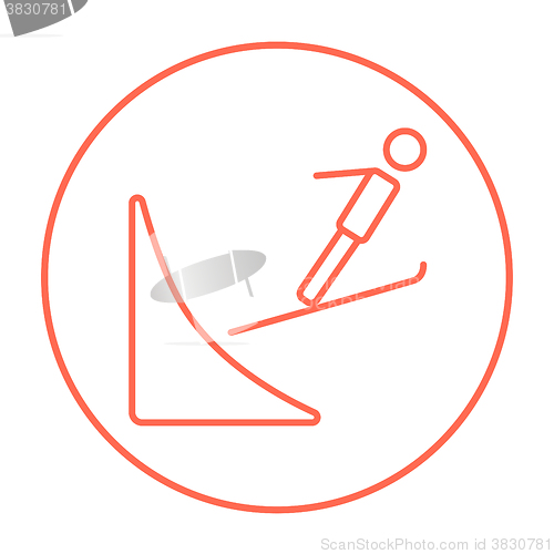 Image of Ski jumping line icon.