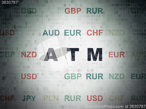 Image of Currency concept: ATM on Digital Paper background