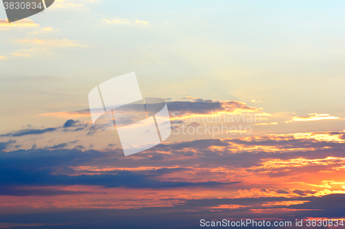 Image of Fiery orange sunset sky. Beautiful sky.