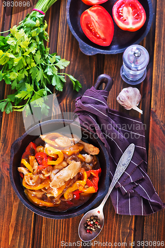 Image of fried vegetables with meat