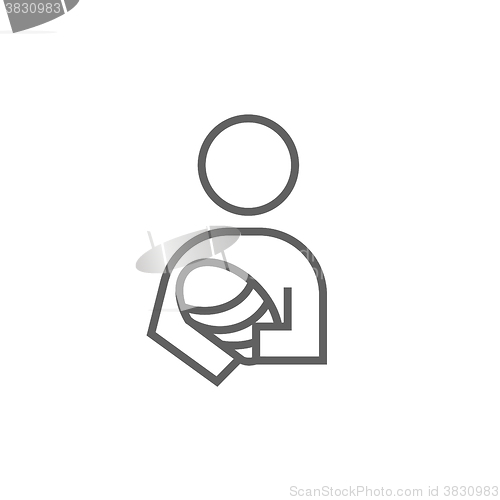 Image of Woman holding baby line icon.