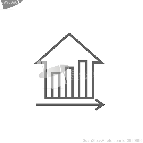 Image of Graph of real estate prices growth line icon.