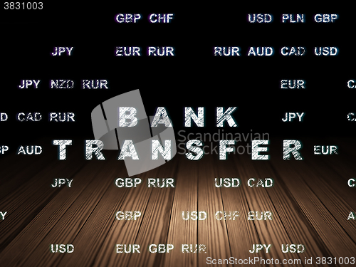 Image of Money concept: Bank Transfer in grunge dark room