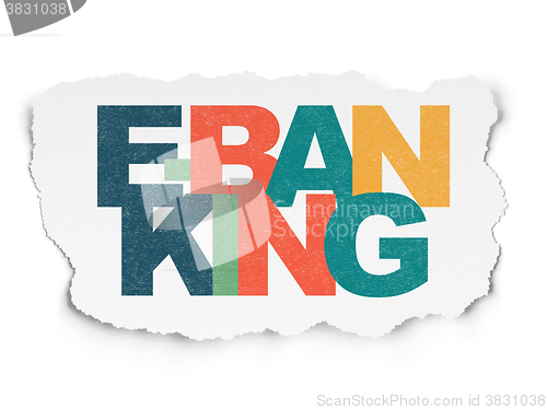 Image of Banking concept: E-Banking on Torn Paper background