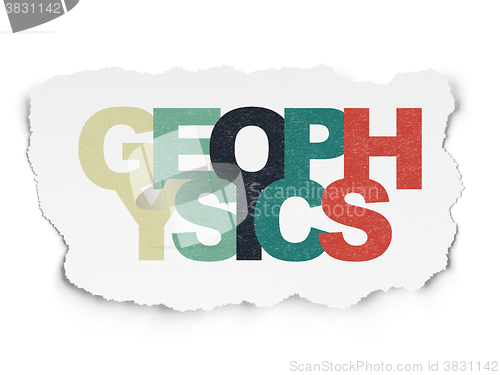 Image of Science concept: Geophysics on Torn Paper background