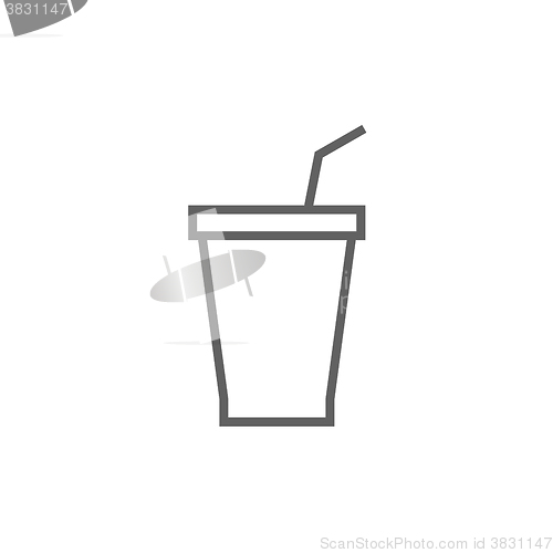 Image of Disposable cup with drinking straw line icon.