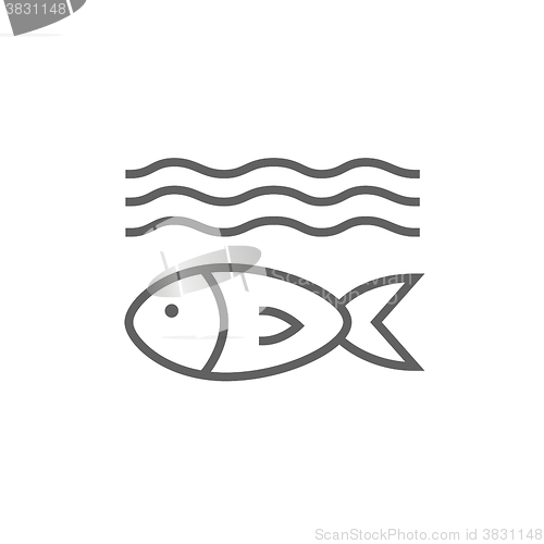 Image of Fish under water line icon.