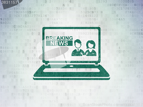 Image of News concept: Breaking News On Laptop on Digital Paper background
