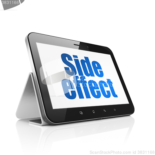 Image of Medicine concept: Tablet Computer with Side Effect on display