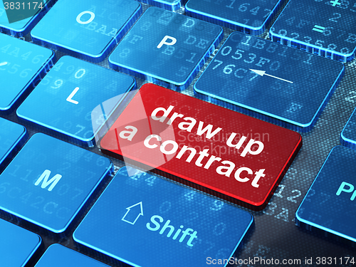 Image of Law concept: Draw up A contract on computer keyboard background