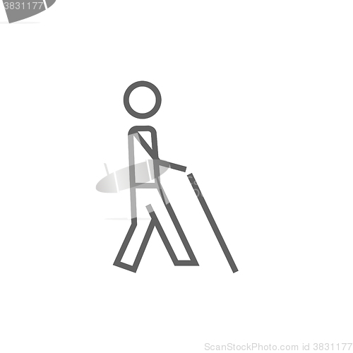 Image of Blind man with stick line icon.