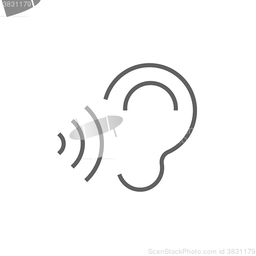 Image of Ear and sound waves line icon.