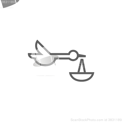 Image of Baby basket with stork line icon.