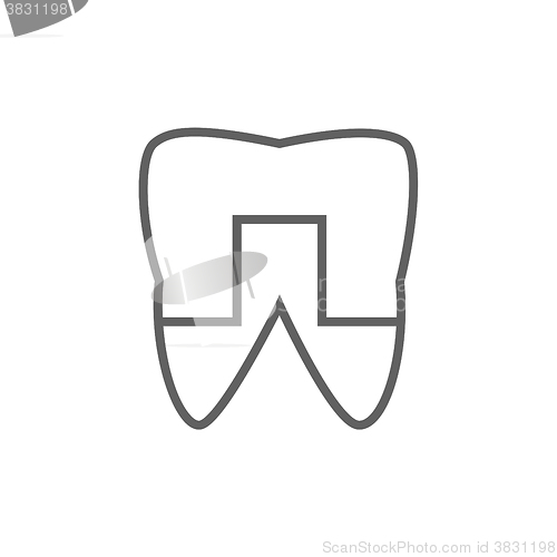 Image of Crowned tooth line icon.