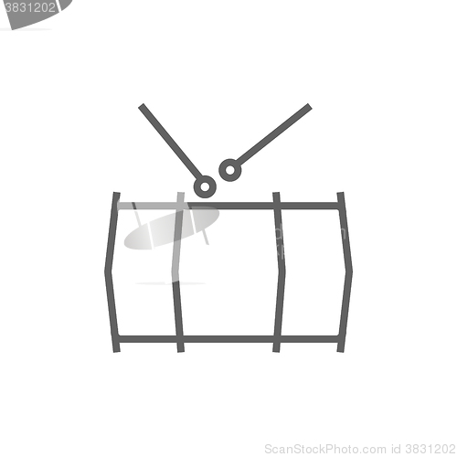 Image of Drum with sticks line icon.