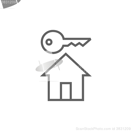 Image of Key for house line icon.