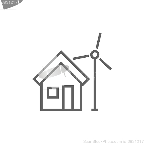 Image of House with windmill line icon.