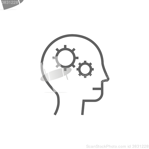 Image of Human head with gear line icon.