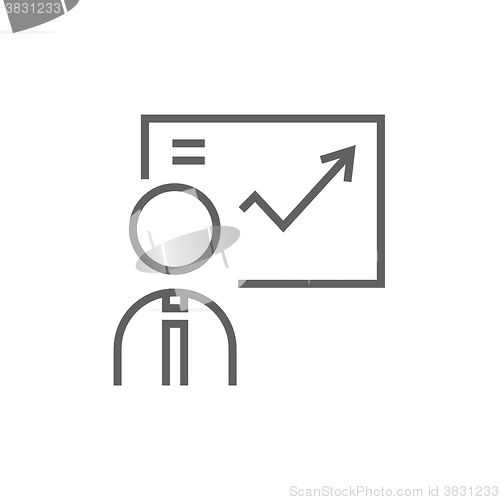 Image of Businessman with infographic line icon.