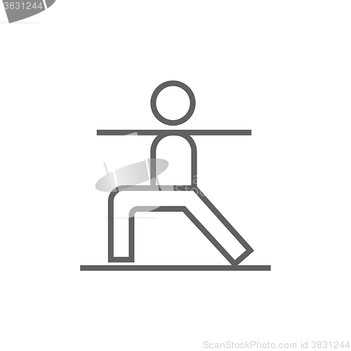 Image of Man practicing yoga line icon.