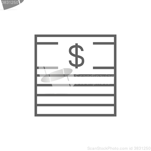 Image of Stack of dollar bills line icon.