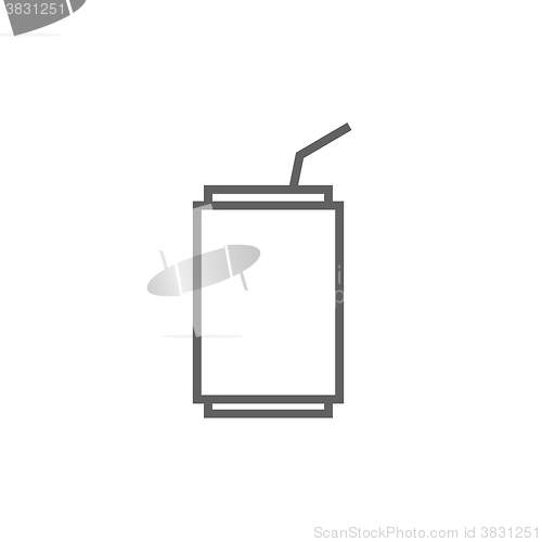 Image of Soda can with drinking straw line icon.