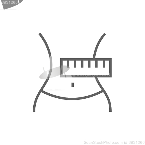 Image of Waist with measuring tape line icon.