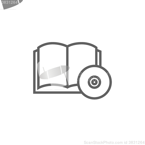 Image of Audiobook and cd disc line icon.