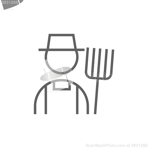 Image of Farmer with pitchfork line icon.