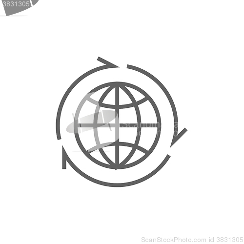 Image of Globe with arrows line icon.