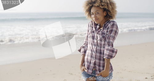 Image of Beautiful Young Woman On A Beach