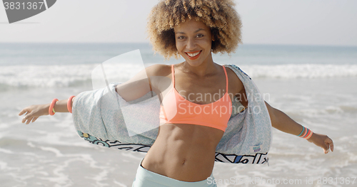 Image of Girl Enjoy On Holidays Beach