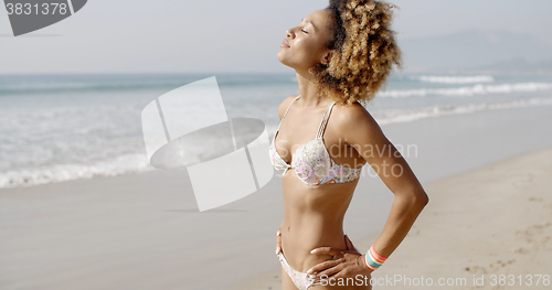 Image of Woman During Sunbath On Tropical Beach