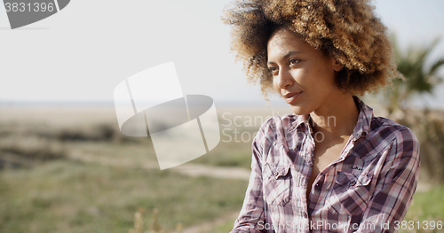 Image of Wonderful Smiling Woman On Nature