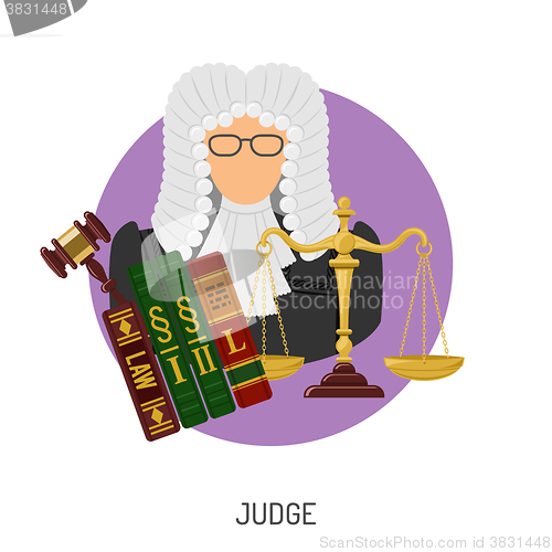 Image of Judge Icon with Scales and Gavel