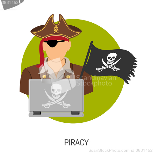 Image of Piracy Concept with Pirate Icon