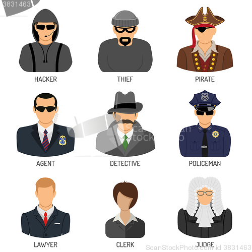 Image of Set Characters of Criminals and Law Enforcers