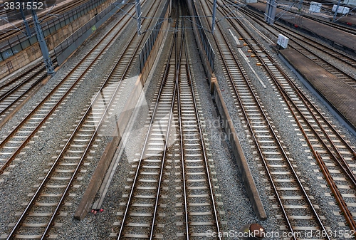 Image of Cargo trains in old train depot