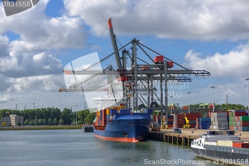 Image of Large oil tanker in canal