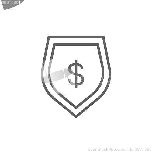 Image of Shield with dollar symbol line icon.